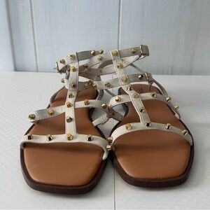 Torrid White Studded Gladiator Sandals with Gold Accents